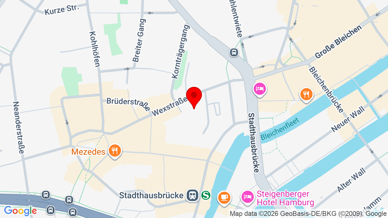 Kartenausschnitt Wexstraße 7 Kartenausschnitt mit dem Standort Wexstraße 7 in Hamburg